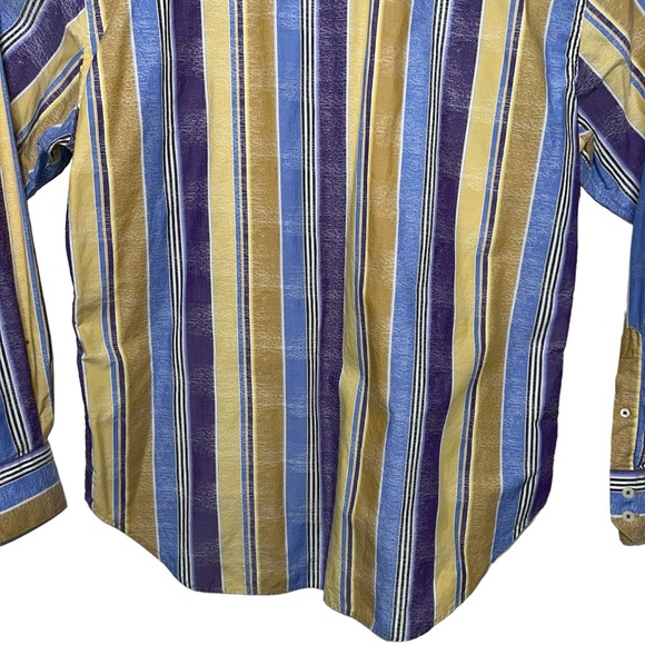Robert Graham Vertical Striped Shirt Jewel Tone Flip Cuffs Extra Large - Picture 7 of 16